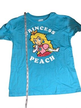 Girls kids princess peach super Mario light blue short sleeve tee size 10/12 L